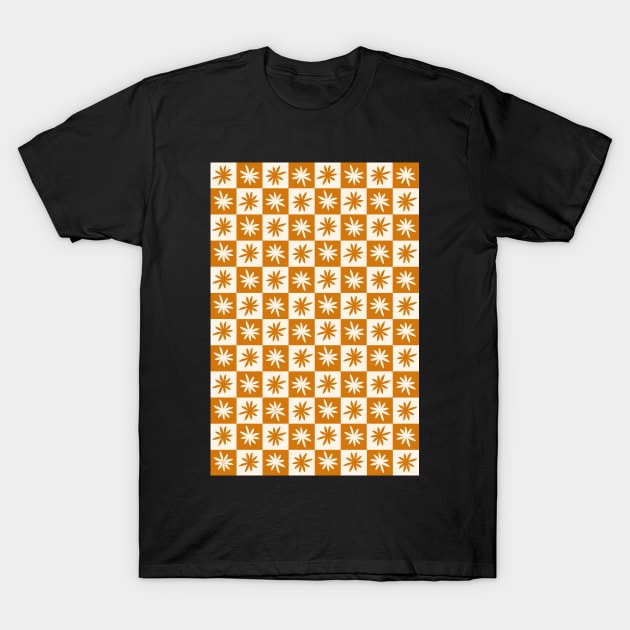 Lisa Says Gah Inspired Checkered Flower Trendy Brown T-Shirt by shopY2K